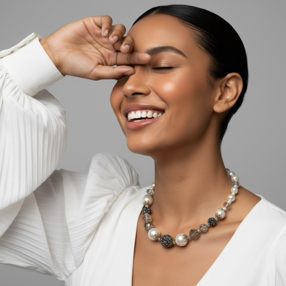 Pearl and Crystal Fashion Necklace 18-21.5”